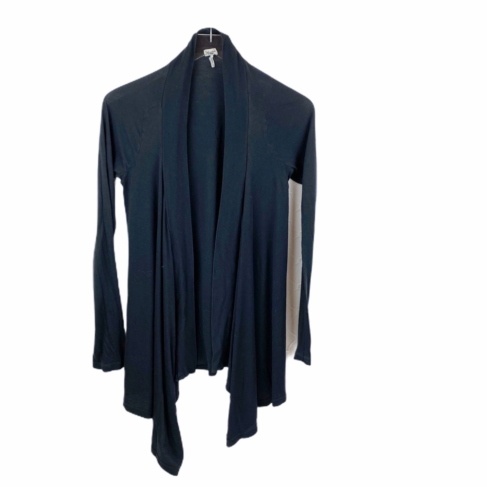 Splendid Black Waterfall Front Draped Cardigan XS